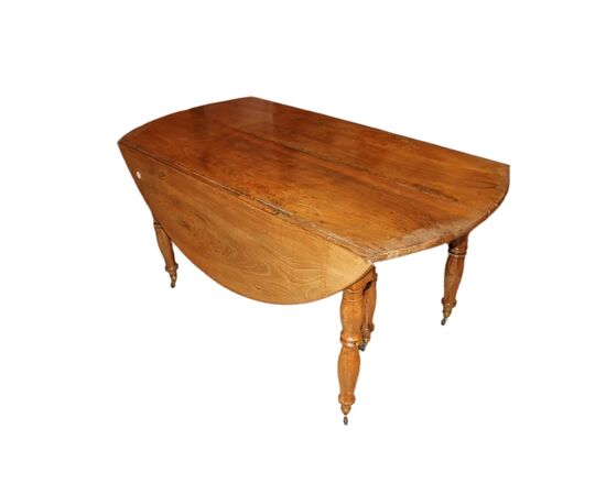 Tavolo Circolare Allungabile Con Alette Francese del 1800