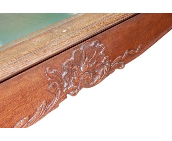 Tavolo Scrivania Con Piano in Pelle in Legno di Rovere Stile Provenzale 1800
