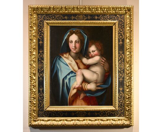 Madonna con bambino, Bottega di Andrea del Sarto, pseudonimo di Andrea d'Agnolo di Francesco (Firenze 1486 - 1530) Attribuibile a Jacopo di Giovanni di Francesco, detto Jacone (Firenze, 1492 - 1554)