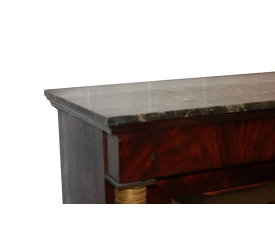 Cabinet Francese di Metà 1800 stile Impero in mogano e piuma di mogano