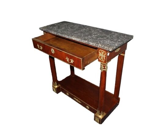 Bellissima Consolle Francese Stile Impero del 1800 in mogano con bronzi