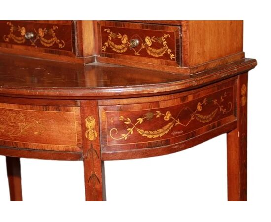Piccola Consolle Cabinet Inglese del 1800 Stile Sheraton in Satinwood