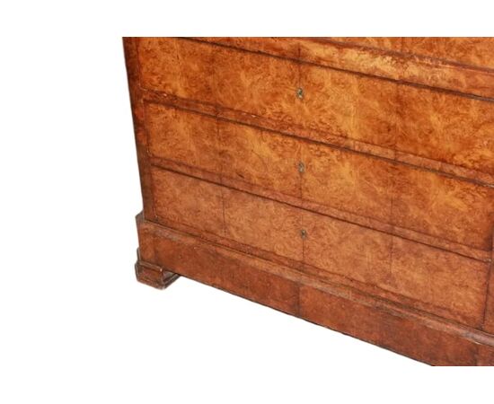 Secretaire Francese del 1800 Stile Impero In Radica di Olmo con Marmo Nero