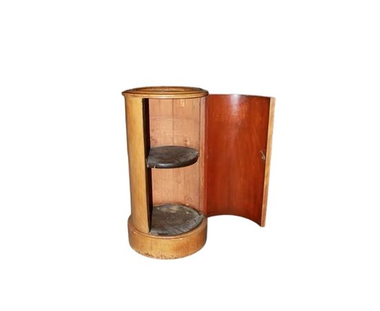 Mobiletto Comodino A Cilindro Francese in Legno di Mogano Biondo 1800
