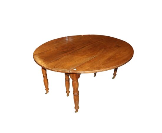 Tavolo Circolare Allungabile Con Alette Francese del 1800