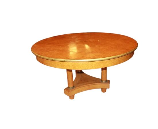 Tavolo Nord Europa di fine 1800 stile Biedermeier in Legno di Olmo e Radica