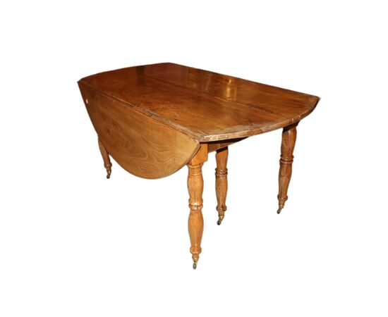 Tavolo Circolare Allungabile Con Alette Francese del 1800