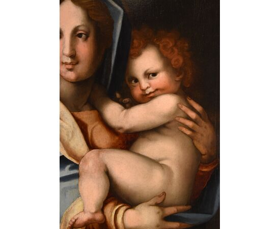 Madonna con bambino, Bottega di Andrea del Sarto, pseudonimo di Andrea d'Agnolo di Francesco (Firenze 1486 - 1530) Attribuibile a Jacopo di Giovanni di Francesco, detto Jacone (Firenze, 1492 - 1554)