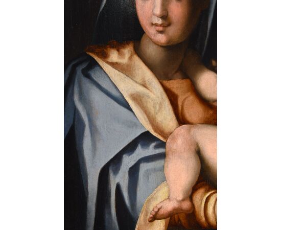 Madonna con bambino, Bottega di Andrea del Sarto, pseudonimo di Andrea d'Agnolo di Francesco (Firenze 1486 - 1530) Attribuibile a Jacopo di Giovanni di Francesco, detto Jacone (Firenze, 1492 - 1554)