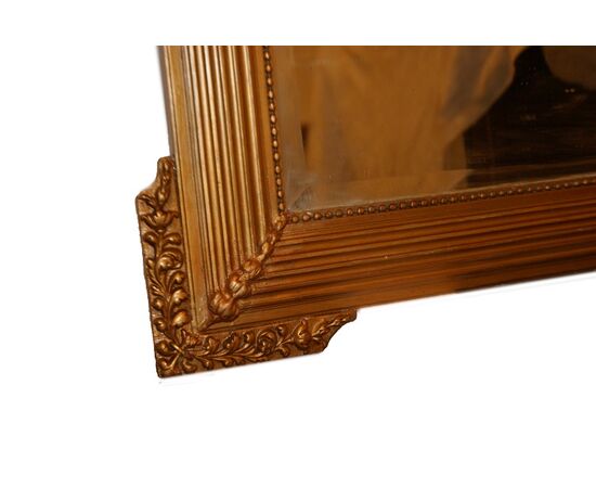 Bellissima specchiera francese stile Luigi XVI in legno dorato foglia oro