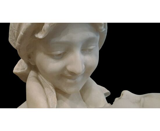 " AMORE MATERNO " - SCULTURA IN ALABASTRO - EMILIO FIASCHI (1858 - 1941)