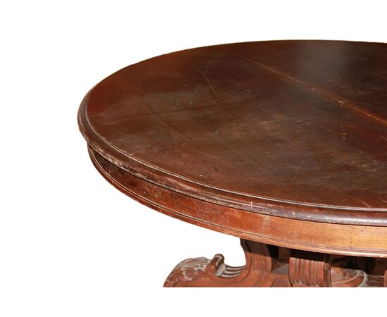 Tavolo Ovale Allungabile Stile Luigi Filippo in Legno di Noce del 1800