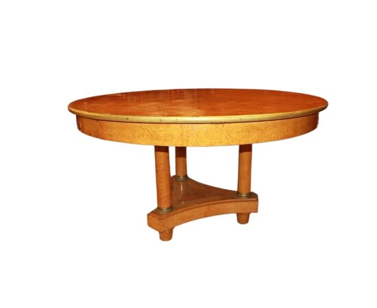 Tavolo Nord Europa di fine 1800 stile Biedermeier in Legno di Olmo e Radica