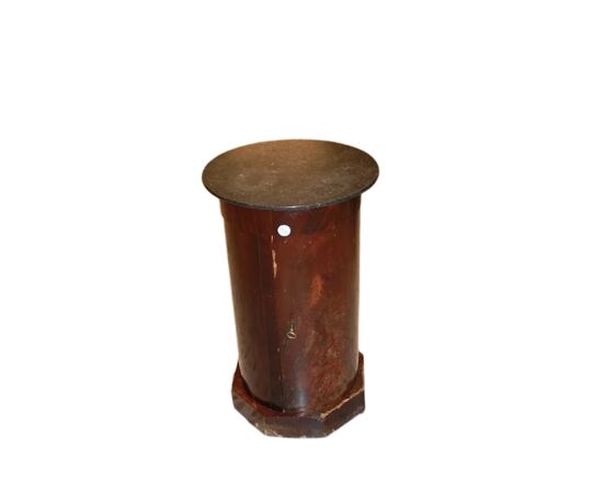 Mobiletto Tavolino a Cilindro con Piano in Marmo Francese del 1800 in mogano