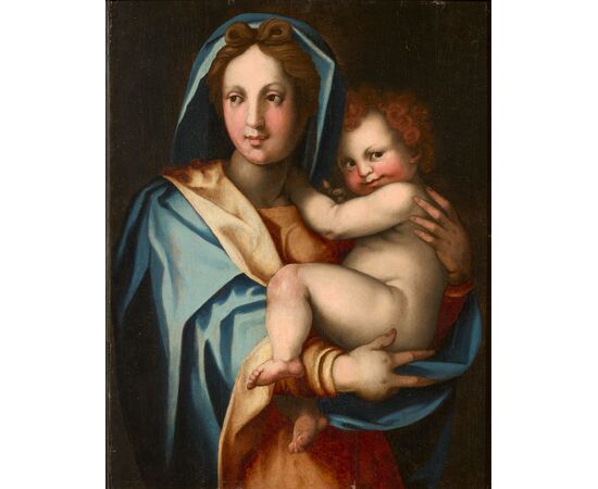 Madonna con bambino, Bottega di Andrea del Sarto, pseudonimo di Andrea d'Agnolo di Francesco (Firenze 1486 - 1530) Attribuibile a Jacopo di Giovanni di Francesco, detto Jacone (Firenze, 1492 - 1554)