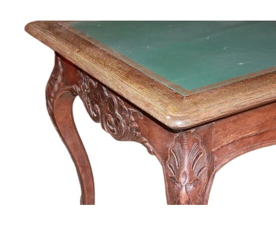 Tavolo Scrivania Con Piano in Pelle in Legno di Rovere Stile Provenzale 1800