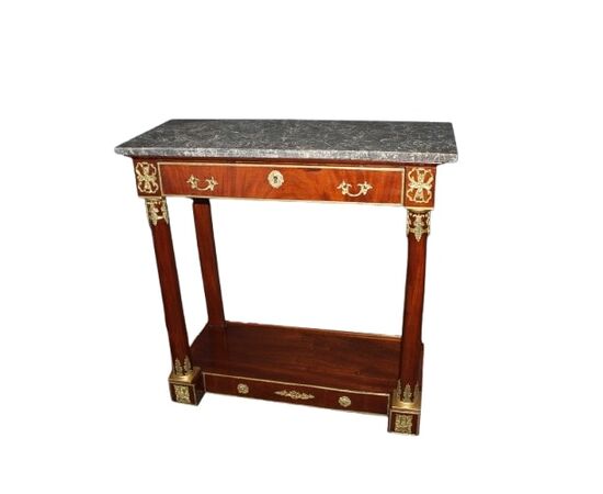 Bellissima Consolle Francese Stile Impero del 1800 in mogano con bronzi