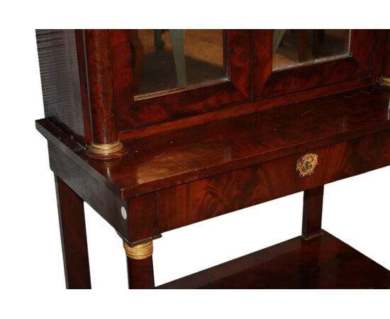 Cabinet Francese di Metà 1800 stile Impero in mogano e piuma di mogano