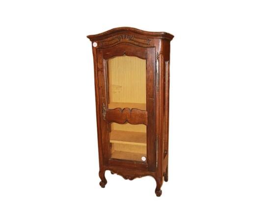 Piccola Vetrina Provenzale Bassa della Seconda Metà 1800 in Legno di Noce