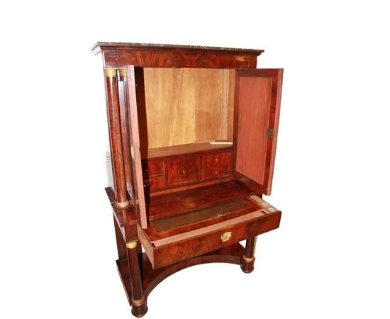 Cabinet Francese di Metà 1800 stile Impero in mogano e piuma di mogano