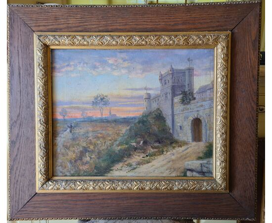 - Leon Jamin 1913. “Paesaggio con castello al tramonto”. 