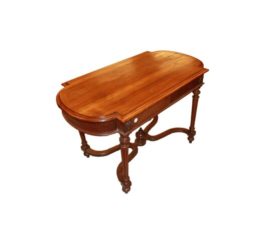 Tavolo da salotto con cassetto stile Luigi XVI in noce del 1800