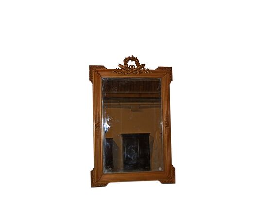 Bellissima specchiera francese stile Luigi XVI in legno dorato foglia oro