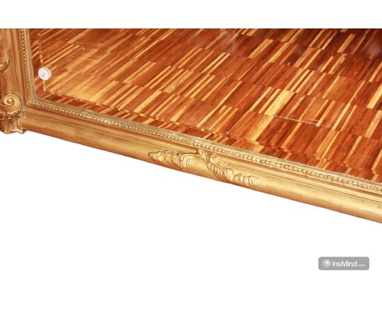 Grande specchiera stile Luigi XV in legno dorato foglia oro