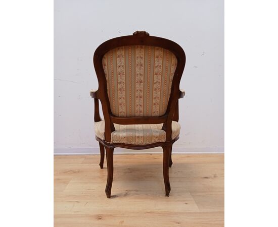 Poltroncina in faggio tinto noce - stile Luigi XV - poltrona- sedia- metà '900