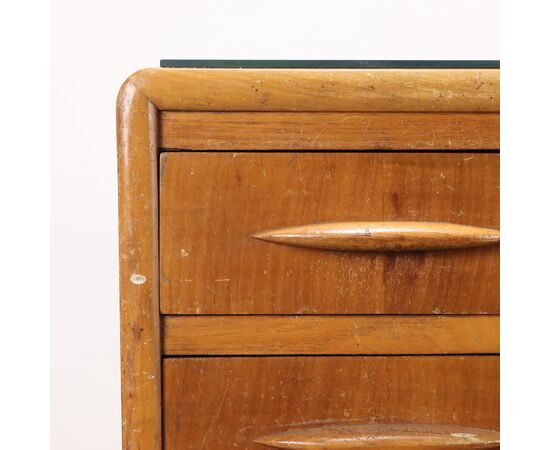 Scrivania con Piano in Vetro Verde e Nero Anni 40-50