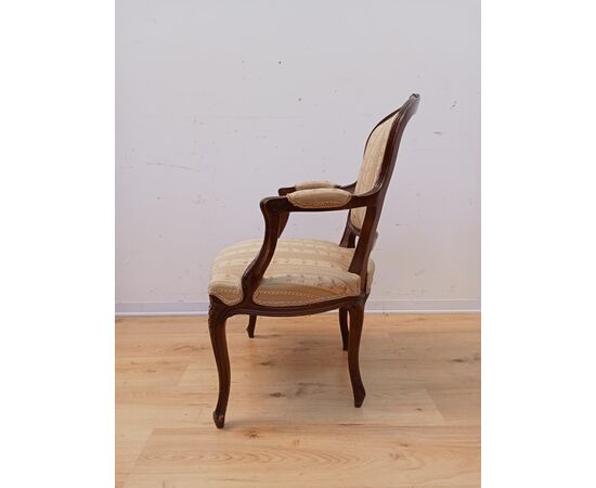 Poltroncina in faggio tinto noce - stile Luigi XV - poltrona- sedia- metà '900