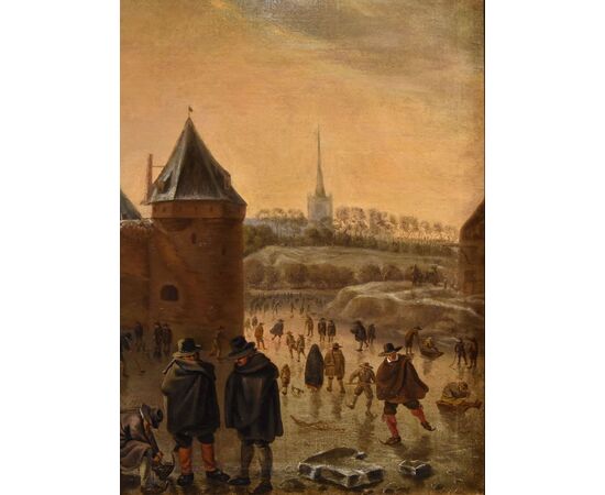 Paesaggio invernale con la città di Utrecht, Herman Saftleven il Vecchio (Rotterdam 1609 - Utrecht 1685) bottega