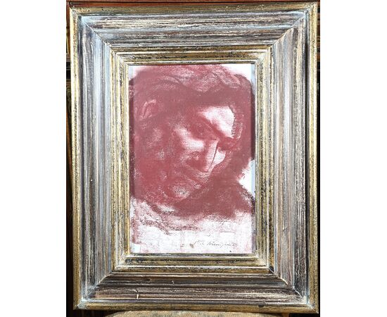 Pietro Annigoni. “Volto”. Disegno a sanguigna. 
