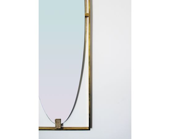 Specchiera con cornice in ottone - Vintage