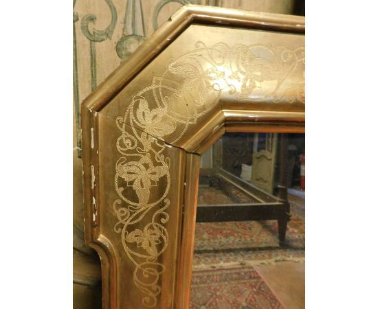 SPECC555 - Specchiera Umbertina in legno laccato e dorato.  Epoca '800.  Misure cm L 95 x H 115
