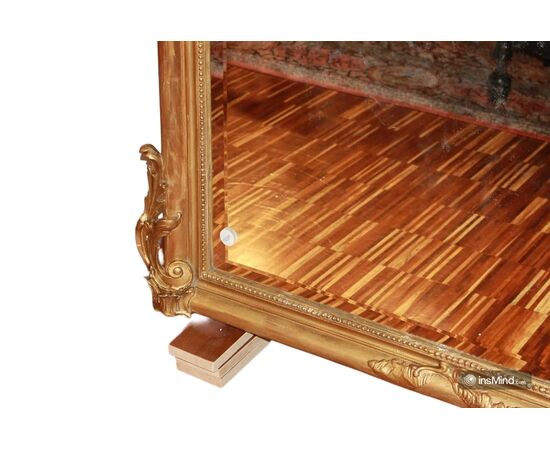 Grande specchiera stile Luigi XV in legno dorato foglia oro