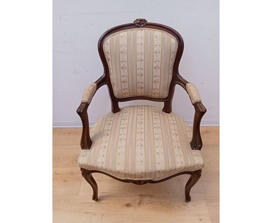 Poltroncina in faggio tinto noce - stile Luigi XV - poltrona- sedia- metà '900