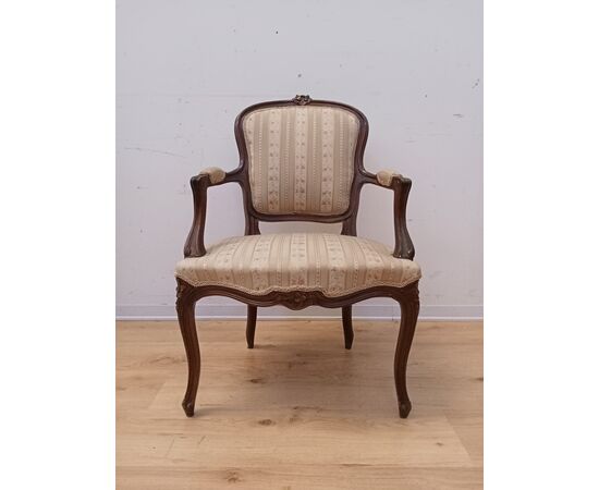 Poltroncina in faggio tinto noce - stile Luigi XV - poltrona- sedia- metà '900