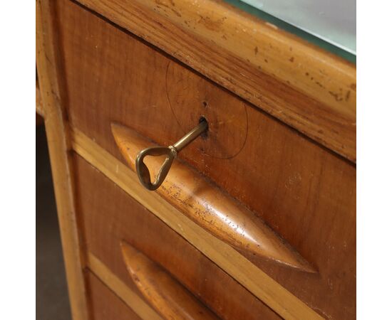 Scrivania con Piano in Vetro Verde e Nero Anni 40-50