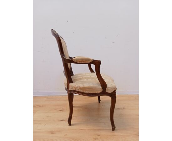 Poltroncina in faggio tinto noce - stile Luigi XV - poltrona- sedia- metà '900