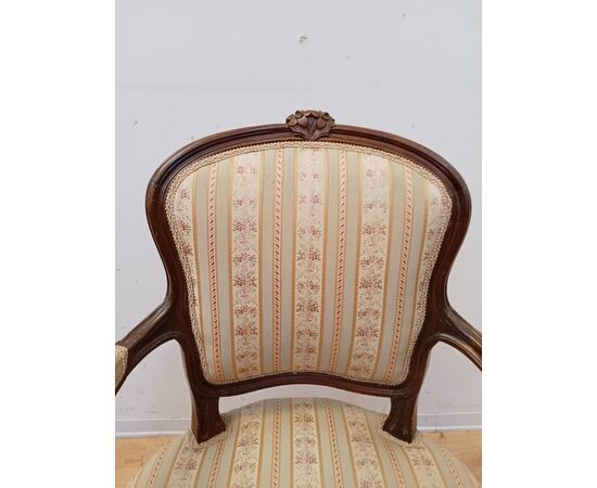 Poltroncina in faggio tinto noce - stile Luigi XV - poltrona- sedia- metà '900