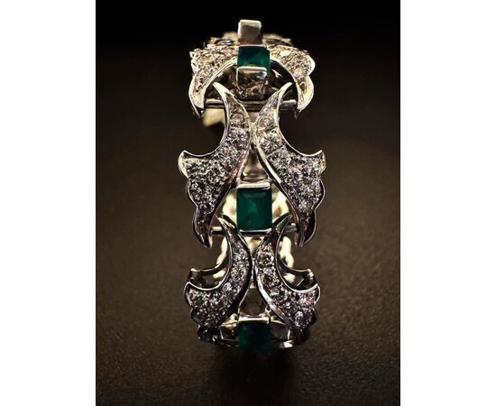 Bracciale  con Smeraldi  3.5 ct  e  Diamanti  7  ct. 
