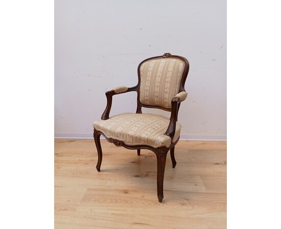 Poltroncina in faggio tinto noce - stile Luigi XV - poltrona- sedia- metà '900