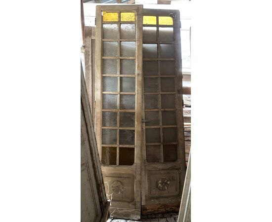 PTS790 - N. 5 porte a due battenti, in legno laccato, epoca II metà dell'800, luce cm L 90 x H 210