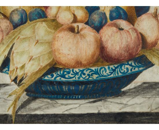 Octavianus Monfort  Torino  1620-1696 -  Natura morta a tempera su pergamena