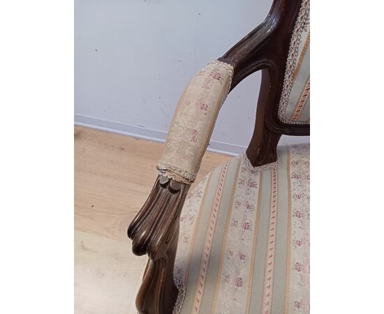 Poltroncina in faggio tinto noce - stile Luigi XV - poltrona- sedia- metà '900
