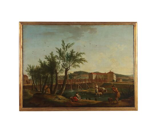 Dipinto Paesaggio con Figure