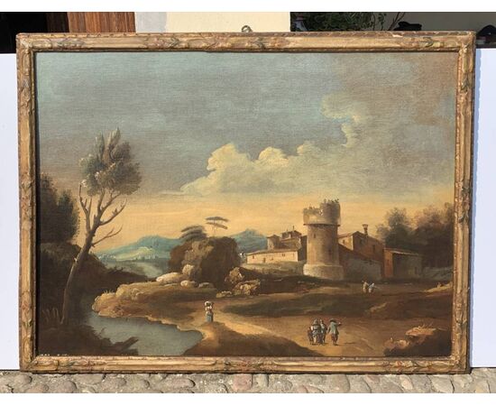 Francesco Tironi (Venezia 1745 - Venezia 1797) - Paesaggio veneto con pastori e armenti.