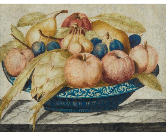 Octavianus Monfort  Torino  1620-1696 -  Natura morta a tempera su pergamena