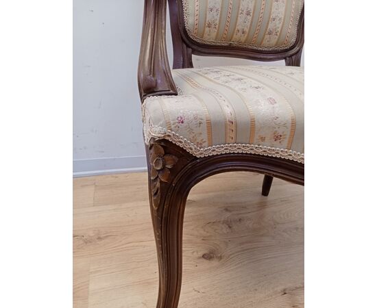 Poltroncina in faggio tinto noce - stile Luigi XV - poltrona- sedia- metà '900